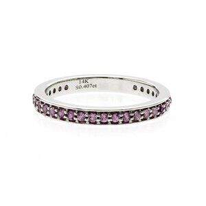 0.40 CT Natural Pink Sapphire14K White Gold Band Ring